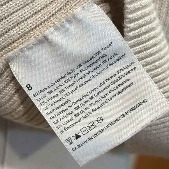 Lululemon Women's Reversible Crossover Sweater Boolux Cashmere Blend sz 8 - Picture 7 of 9